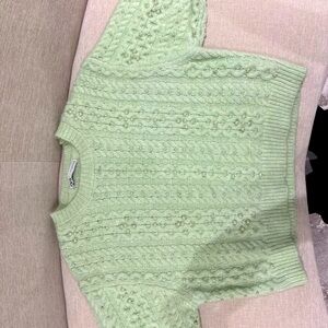 Mint Green Cable Knit Sweater